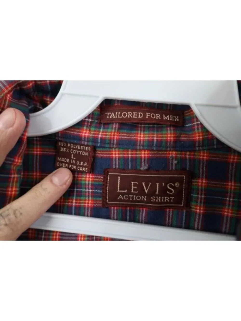 Vintage 70s 80s Levis Mens Size Large Rainbow Plaid Collared Button Shirt USA